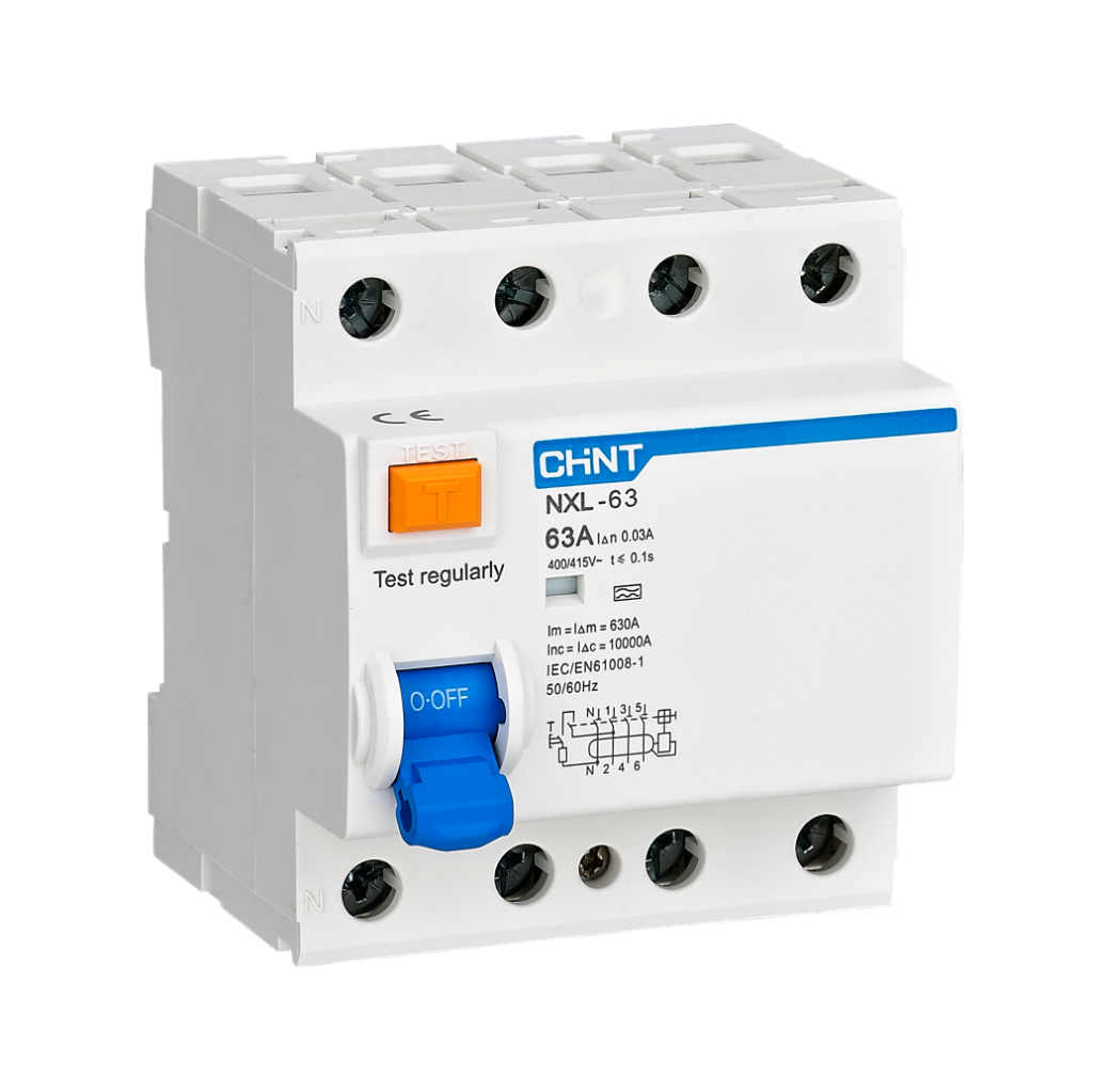 Interruptor diferencial tetrapolar Chint NXL 30 mA clase AC 6 kA 63 A