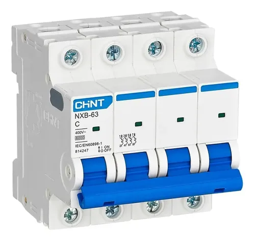 Interruptor termomagnético Chint NXB-63 4 polos curva C 6 kA 32 A 400 V