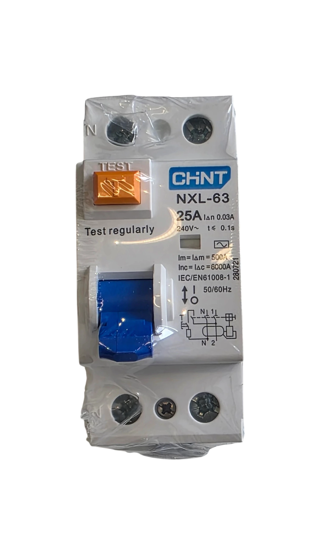 Interruptor diferencial bipolar Chint NXL 30 mA clase AC 6 kA 25 A