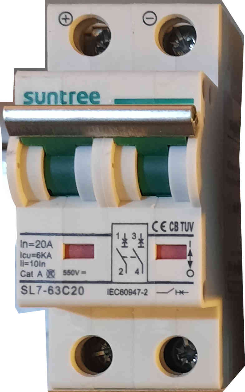 Interruptor termomagnético de CC Suntree SL7-63 2 polos 20 A 500 V — foto 5 de 5