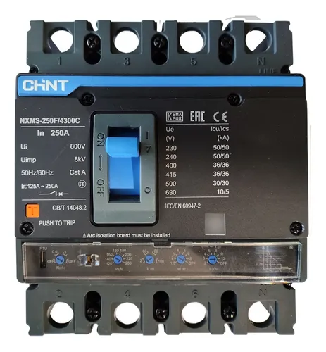 Interruptor caja moldeada Chint NXMS-250F 4 polos regulable 250 A