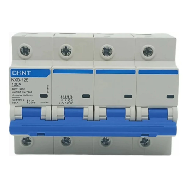 Interruptor termomagnético Chint NXB-125 4 polos curva C 10 kA 100 A 400 V