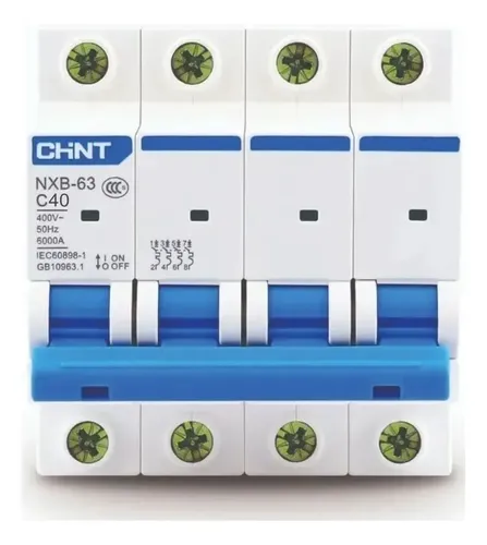Interruptor termomagnético Chint NXB-63 4 polos curva C 6 kA 40 A
